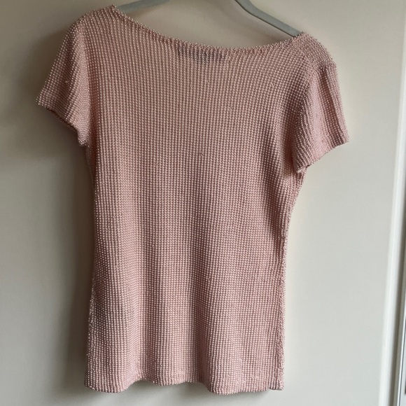 RALPH LAUREN Light Pink Silk Beaded Short Sleeve Top Women’s Size M - Picture 5 of 7